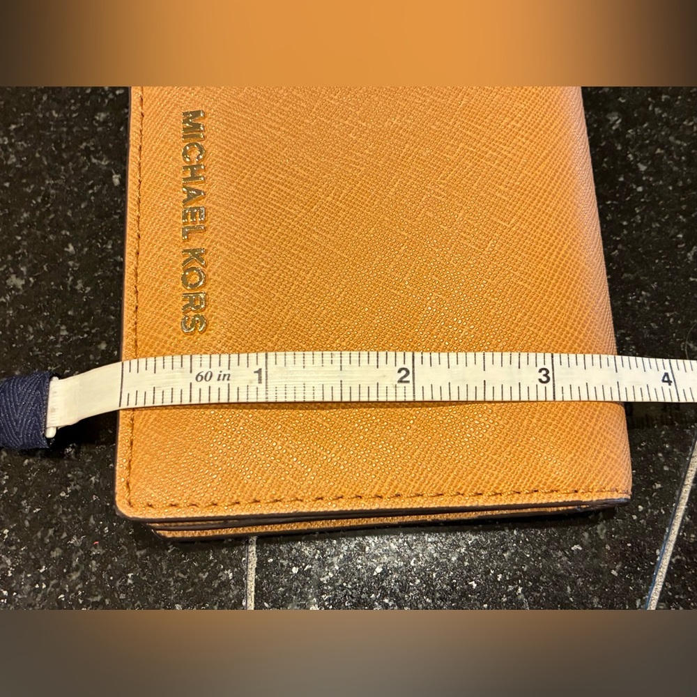 Michael Kors Wallet Saffiano Leather Jet Set Travel Flap Card Holder Caramel - Picture 12 of 13